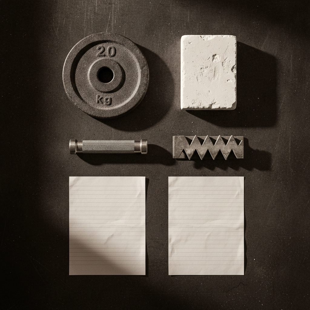Moodboard: Material der Werkstatt, achromatisch